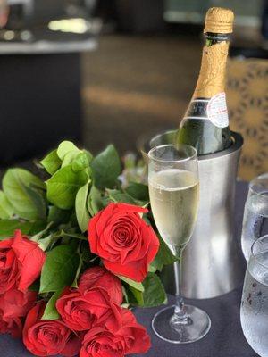 Special requests with roses and champagne for couples