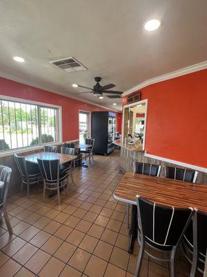 Restaurant with new coat of orange paint