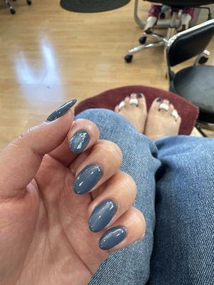 Simple denim blue nails and toes