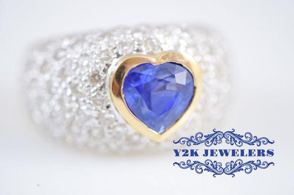 Sapphire heart and diamond ring.