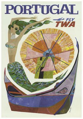 Vintage TWA travel poster promoting Portugal. NYC.