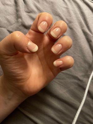 Dip French powder. Natural nail. 3 days after getting!!!