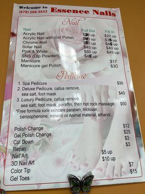 Essence Nails price list