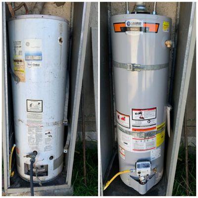 Before & after.  New Waterheater installation.