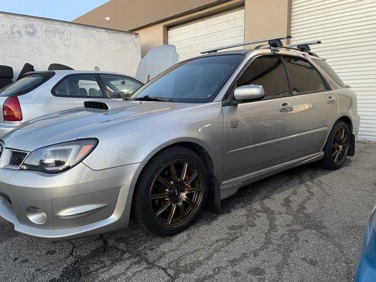 Subaru WRX with lowering springs