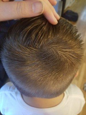 My son's  "professional" salon "quality" haircut