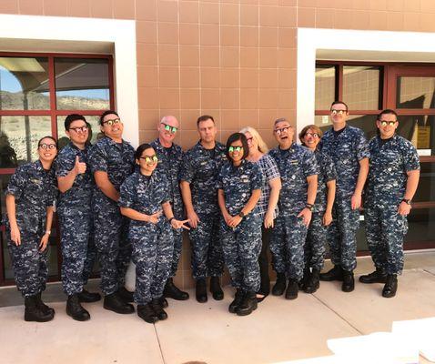 Playing the "straight man" to my Shipmates at Robert E. Bush Naval Hospital onboard Marine Corps Air Ground Combat Center Twentynine Palms.