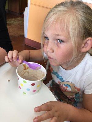 Loves her yogurt