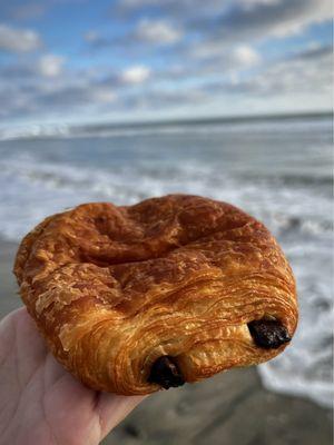 What's for breakfast? A chocolate croissant of course.