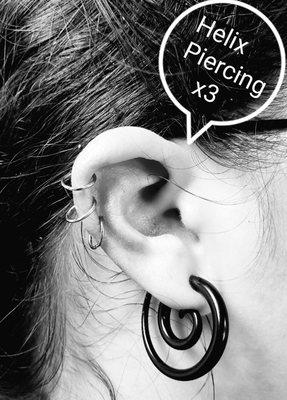 Helix Piercings. Professional work only, for inquiries call 619 542 9410 appointments required.