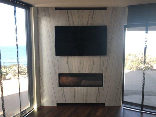 Tile, Fireplace and tv install now makes this room a little more cozy and entertaining