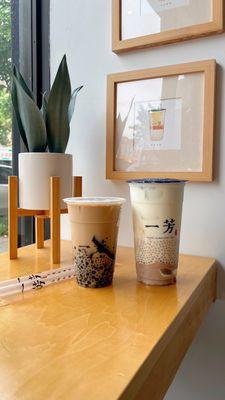 Super Trio Black Tea Latte and Taro Sago Latte