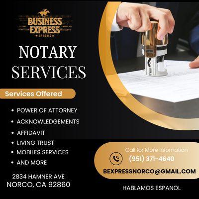 NOTARY SERVICE ALL DAY M-F 9-5:30 AND SATURDAY 9-2:00. HABLAMOS ESPANOL