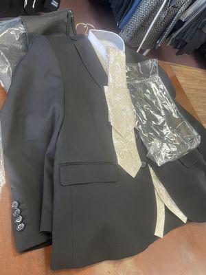 Black suit with tie for groom potentially