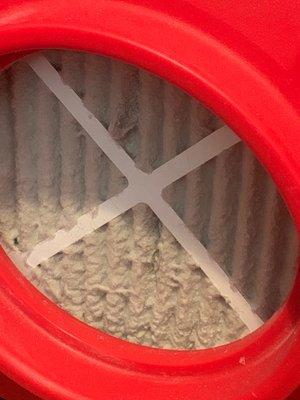 Dirty air filter in pneumonia patients room