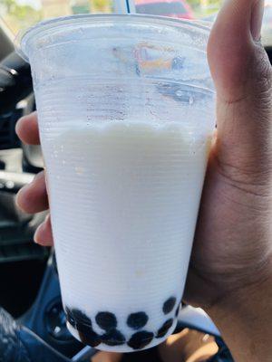 Coconut smoothie with boba,Mmmmmm!