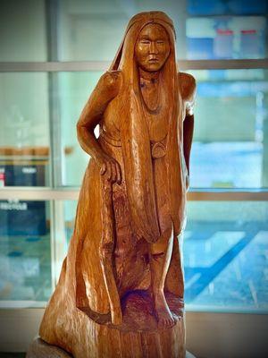 Beautiful statue near the checkout counter of the Oxnard Library.