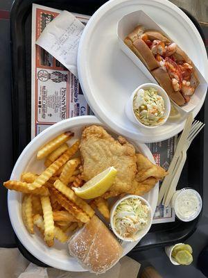 Fish and chips and lobster roll - hot