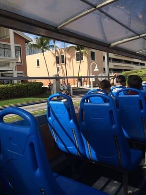 Actual tour bus. (Other bus was to take you to the tour bus, none told us) Clean and has a tarp so you don't get too sunburned.