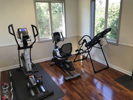 Cardio equipment is readily available in our exercise room whether you need to warm up or cool down.