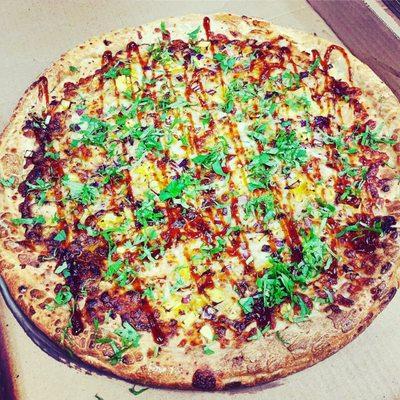 BBQ Chicken pizza with mango!!!!!!