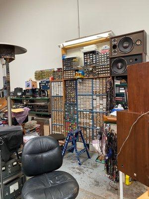 Laguna Beach electronics repair workshop.  I highly doubt he did not have the simple felt that our working Grundig turntable needed.