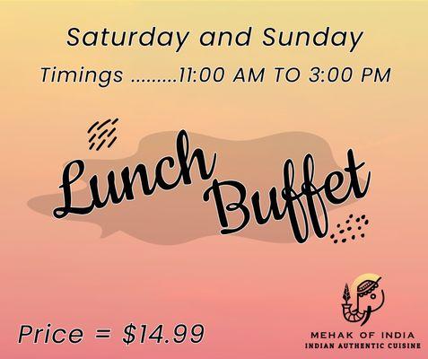 Weekend lunch buffet 11 to 3