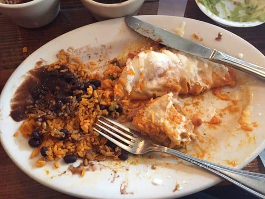 Mostly gone but the crispy chicken enchilada with black beans. Love the flavor.