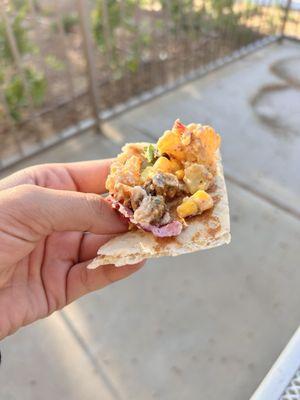 pita with vegetables, corn, cabbage