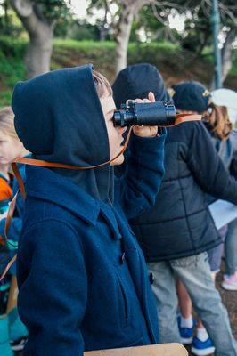 Every grade does service learning, like the third grade bird census at Lake Merritt.