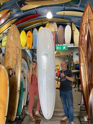 With the man himself, Bird, and my new surfboard!