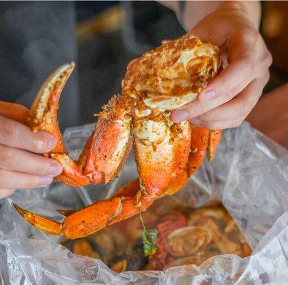 Dungeness crab leg boil