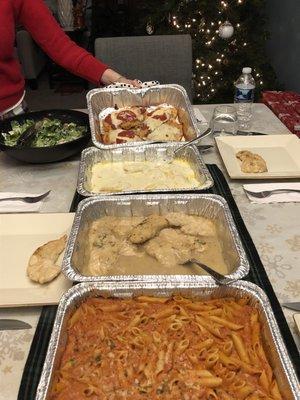 Chicken Parm, raviolis, chicken pacata, pasta