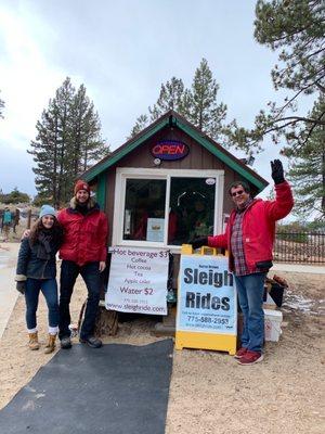 Sleigh reign booth in Sand Harbor