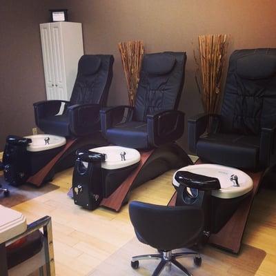 Our brand new pedicure chairs! We can tell you the massage feature works great!