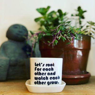 planter with inspirational saying