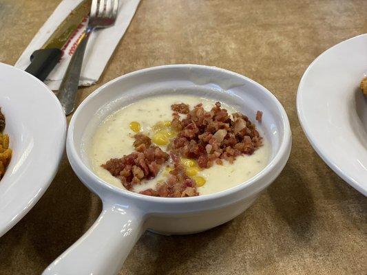 Clam chowder with bacon/cheese