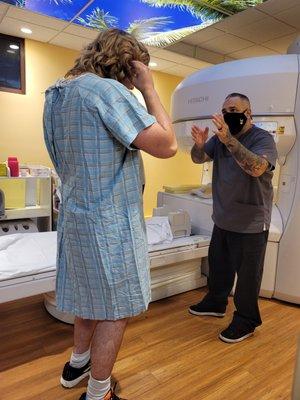 Alex explaining to Zach what he can expect during the MRI. @ZachRiceTV