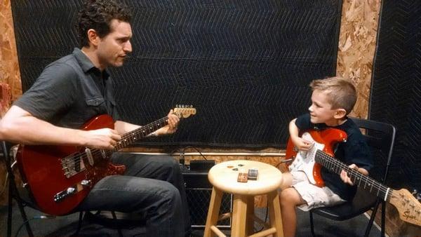 Our rockstar Luke at his first Guitar Lesson with his wonderful teacher Josh Steck!! Luke is only 5 years old!!!