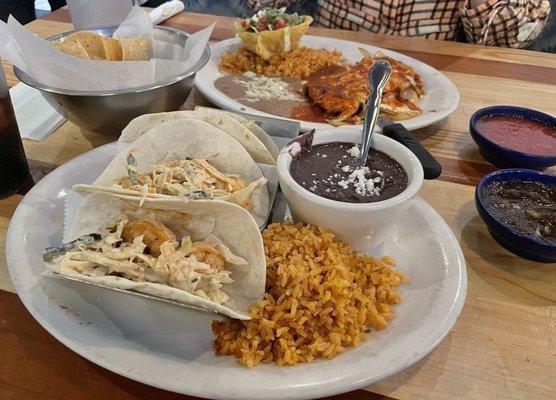 3 Piece Shrimp Cancun Tacos Pollo Ranchero