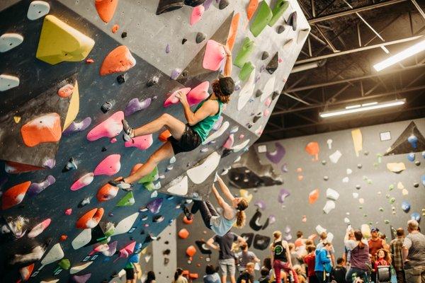 Climbing on the "Big 50" at Synergy Climbing And Ninja.