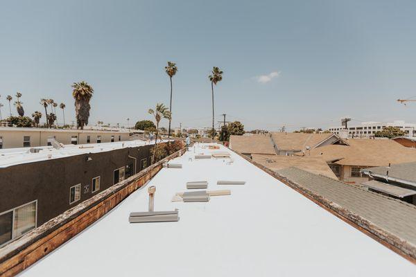 Flat roof TPO job in Los Angeles, CA