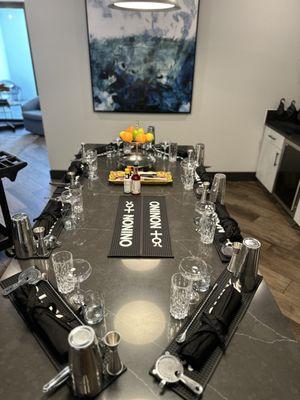 Cocktail class set up.