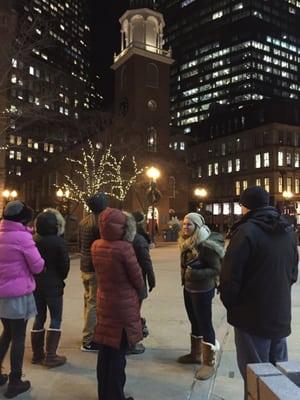 Brooke talking about the Old South Meeting House.