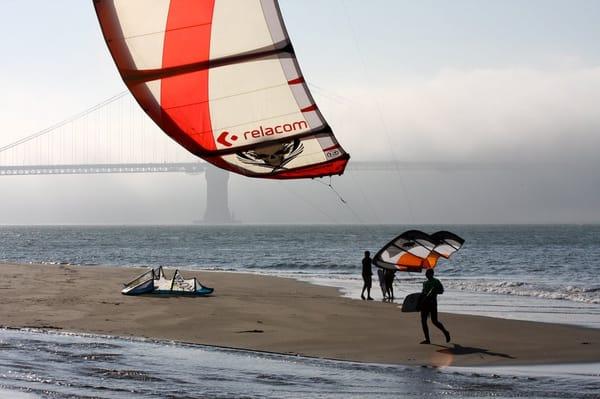 Kiteboarding at Crissey Field, San Francisco