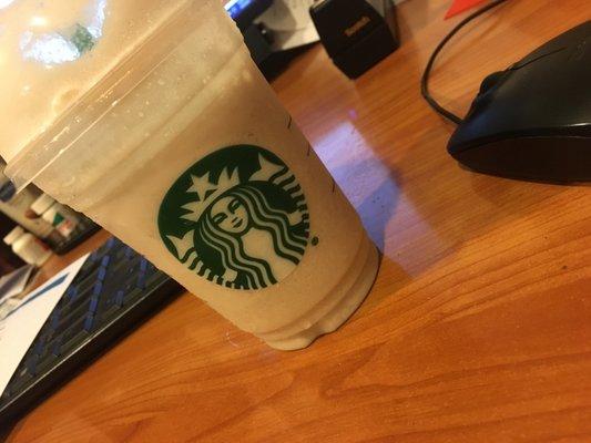 Strawberries and cream frap! I never drink coffee