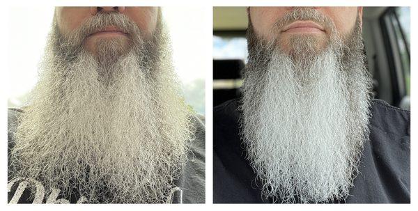 Before and after beard trim.