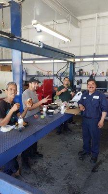 LAX AUTO REPAIR TEAM Enjoying quality lunch time