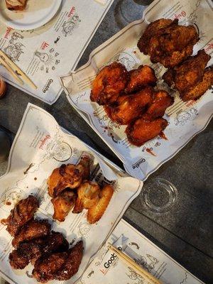 (2) Goobne 1/2 & 1/2 Wings Combo Soy Garlic, Original, Sweet & Spicy, and Pepper Crispy (left to right)