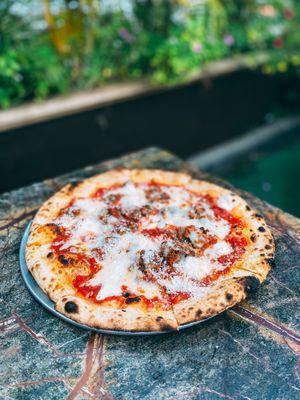 Tomato , Mozzarella , and Sausage Pizza